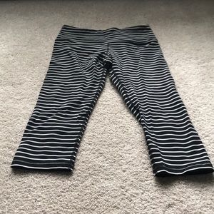 Black and White Striped Workout Capris